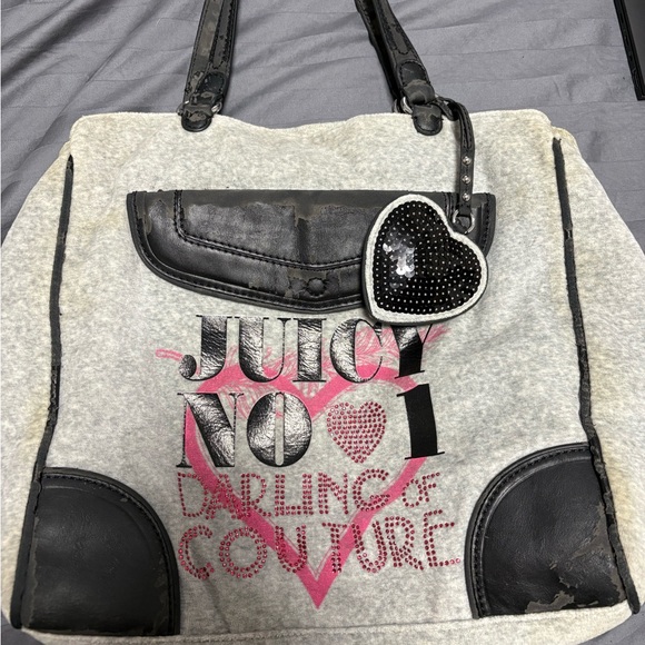 Juicy Couture Handbags - Juicy Couture Gray and Black Tote with Heart Accent
